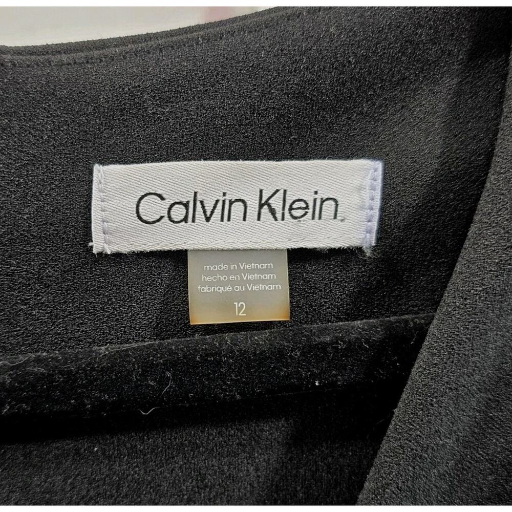 Calvin Klein Jumpsuit Womens 12 Black Short Sleeve Pants Suit V Neck Straight - Picture 3 of 11